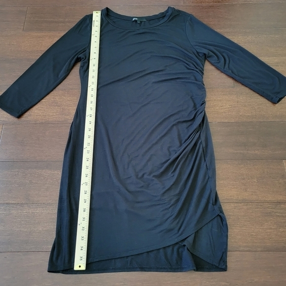 Gibson Black 3/4 Sleeve Ruched Side Jersey Knit Bodycon Dress Women's Size L - Picture 8 of 9